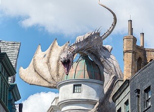 Dragon on the top of the building in Orland Universal Studios